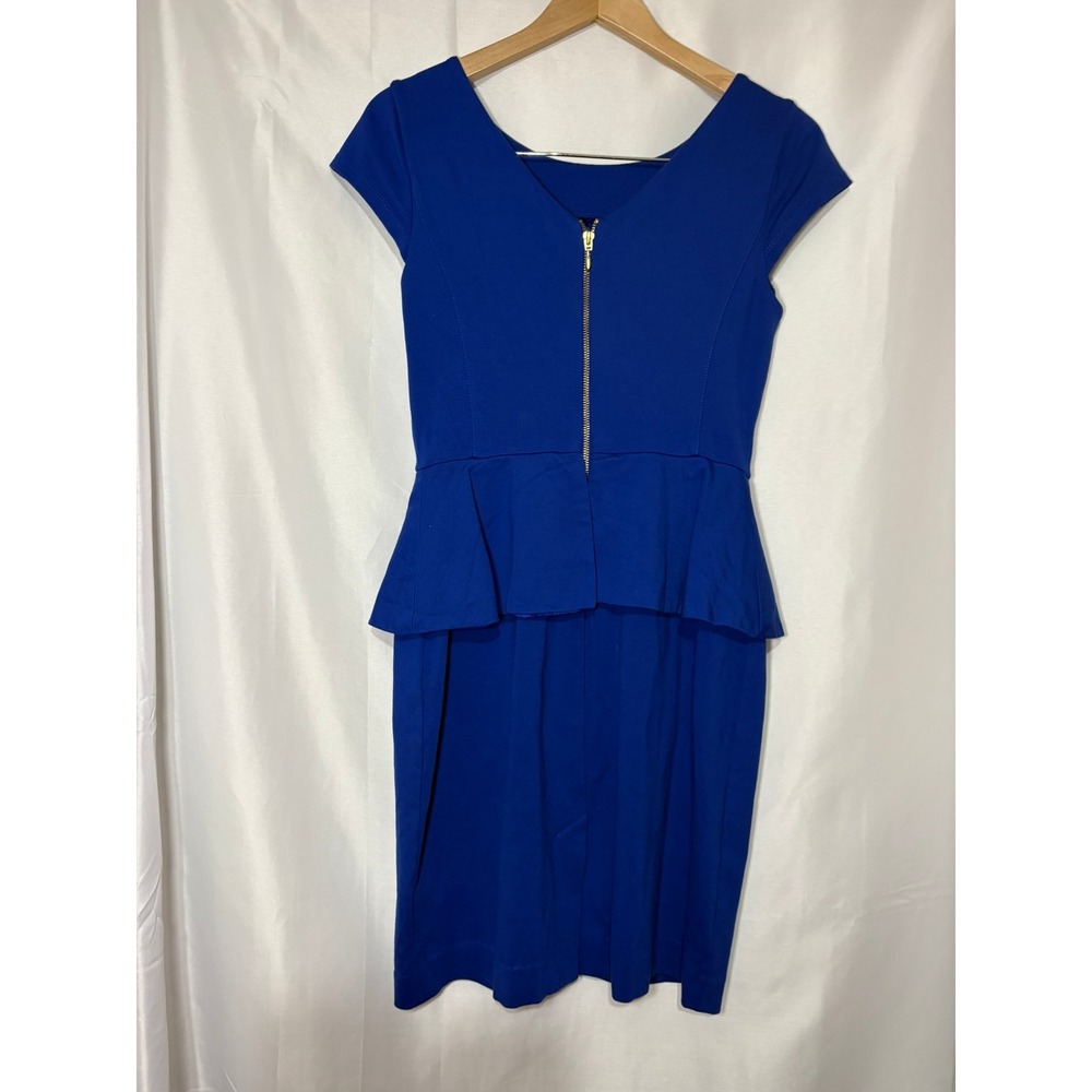 Banana Republic Royal Blue Peplum Sheath Dress Cap Sleeve Ponte Knit Sz 4 - Picture 8 of 10